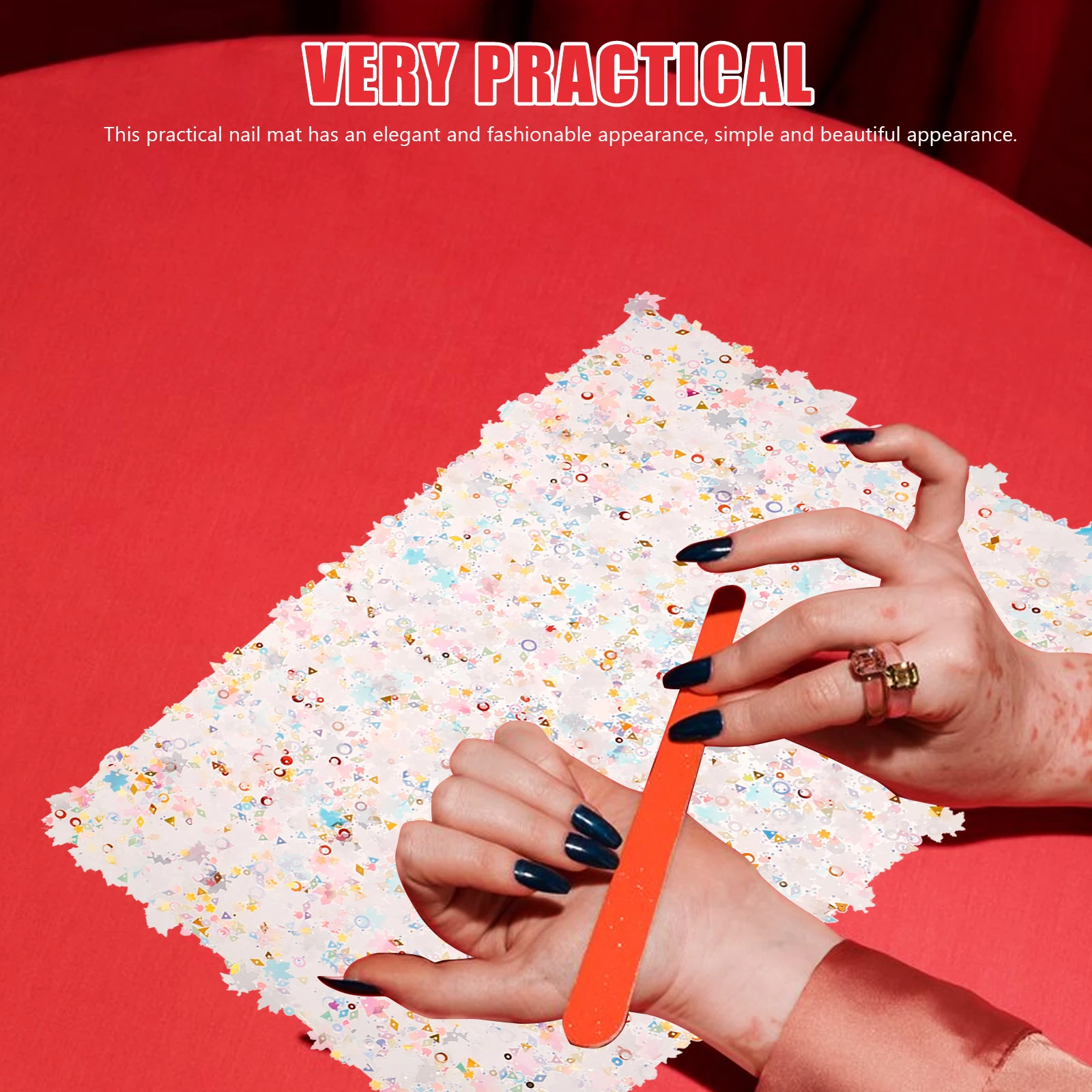 

Glitter Sequins Art Mat Manicure Pad Salon Mat Durable Pad Lightweight Nail Art Supplies Nail Table Accessories Manicure Mats