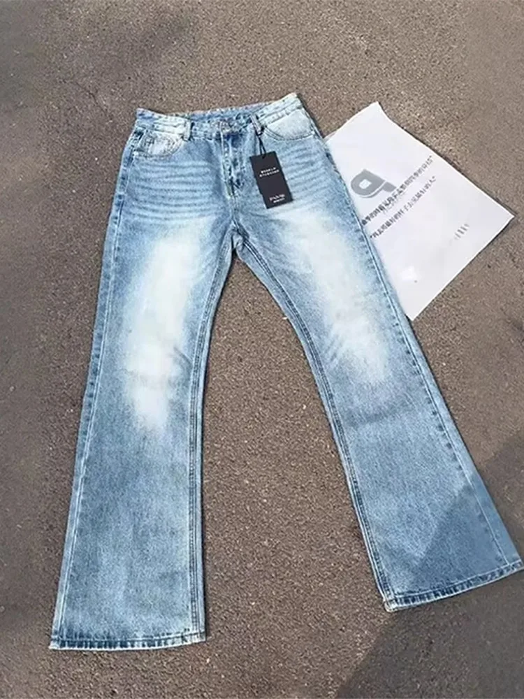 

Waed Ice Blue Lightning Pattern Men's Jeans High Street Sle Slim Fit Long Trousers Trendy Brand Faionable Pants