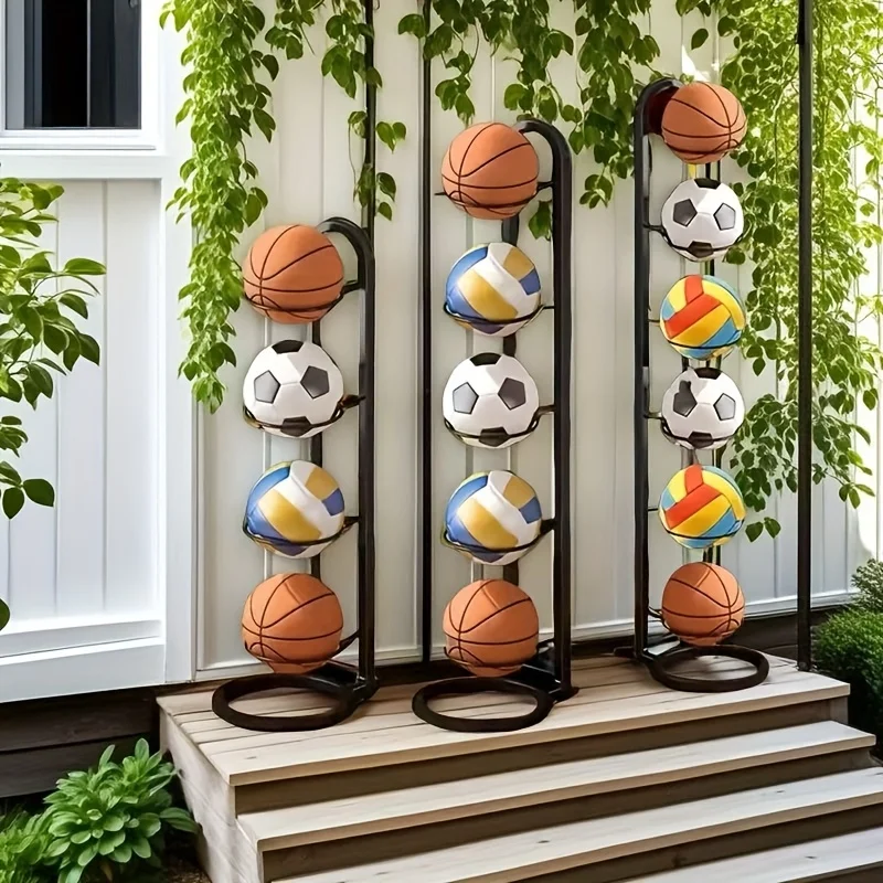 ผู้จัดงานกีฬาแบล็คเมทัล - ชั้นวางเก็บของทำจากวัสดุที่ทนทาน เหมาะสำหรับลูกบอลทุกประเภท