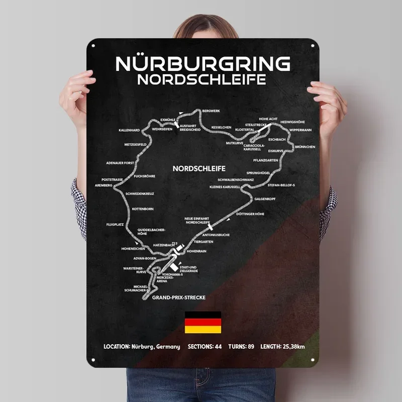 Image of Nürburgring Schaltung Poster Karte Metall Zeichen Schlafzimmer Dekoration Wohnzimmer Dekor Männer Benutzerdefinierte Zinn Plaketten für Wand Kunst Dekoration