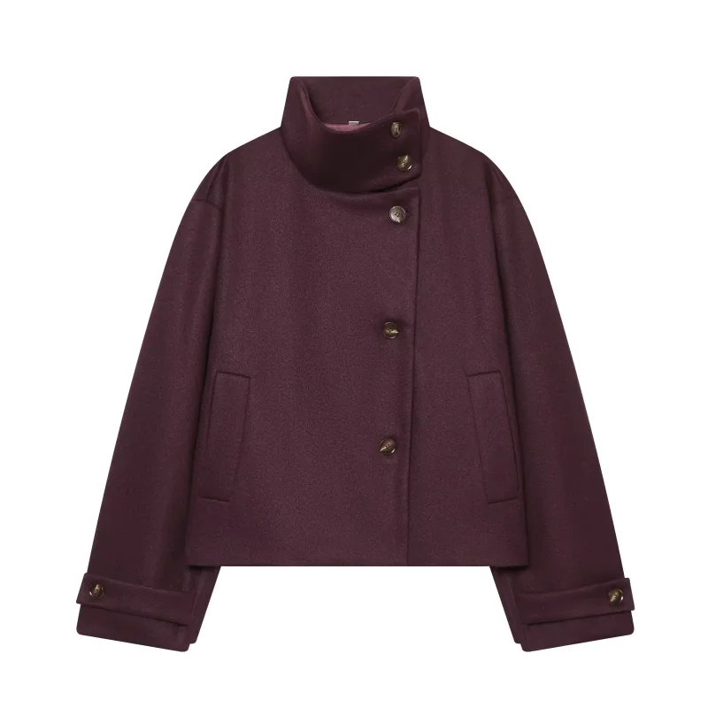 2026 Herbst Winter Neuankunft Damen Einfarbiger Mantel Langarm Stehkragen Oberbekleidung Täglicher Chic Damen Modejacke – Detail 38