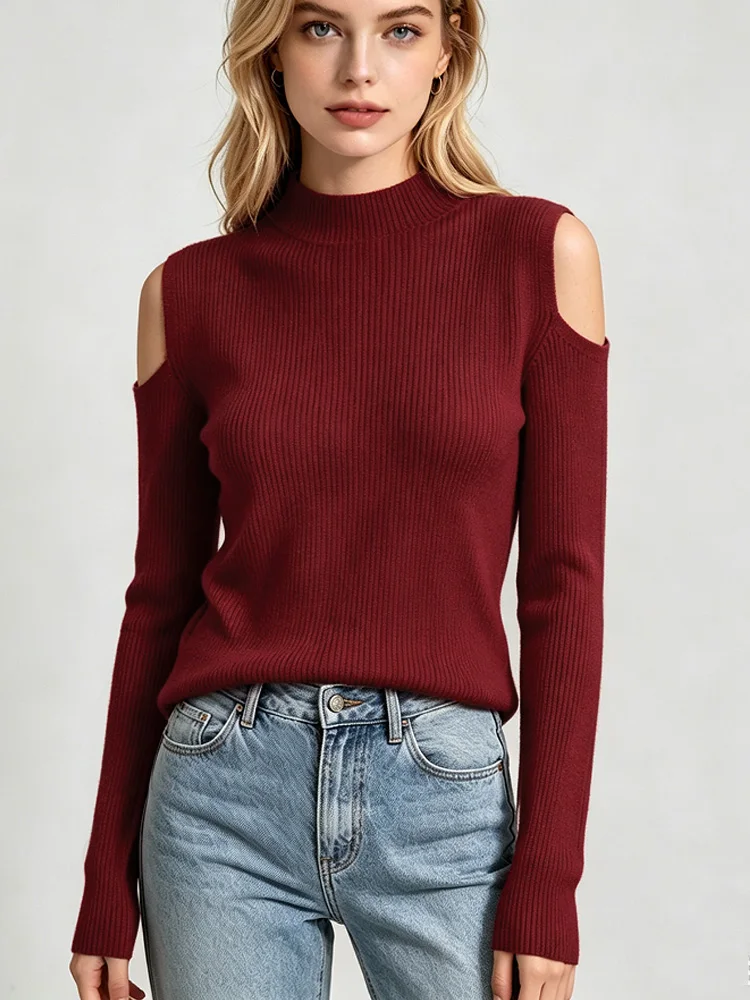 New Fashion Sexy Off Shoulder Long Sleeve Women Sweaters Autumn Winter Thin Jumper Knitted Pullovers Sweater Women Knit Tops