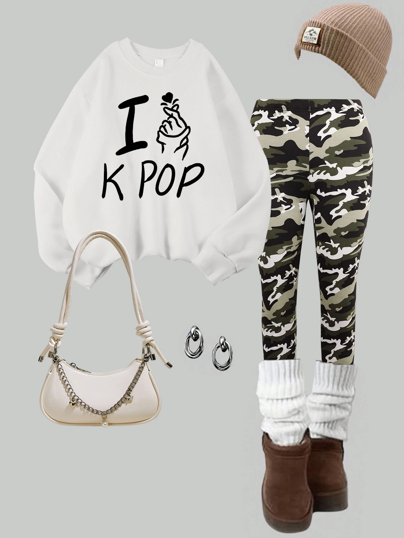 

Женский комплект свитшотов Surround Yourself с позитивным принтом Y2K, осенние теплые леггинсы с круглым вырезом, флисовый пуловер, утепленные брюки в стиле хип-хоп