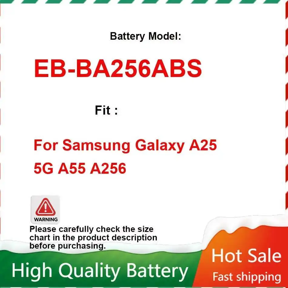 

EB-BA256ABS Аккумулятор мобильного телефона 5000 мАч для Samsung Galaxy A25 5G A55 A256 Надежная замена