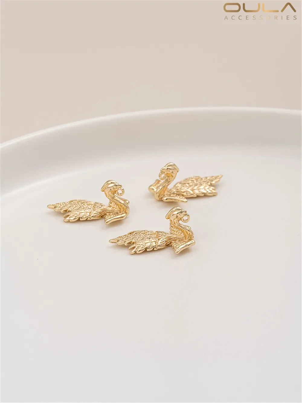 

14K Bag Gold Copper Plated Gold Small Elephant Rabbit Feather Money Bag Pendant Handmade Diy Bracelet Hanging Accessories