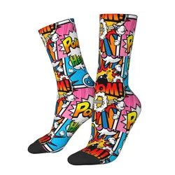 Autumn Winter Hip-hop Men's Women's Superheroes Comic Book Collection Pop Art Quotes Socks Breathable Basketball Socks