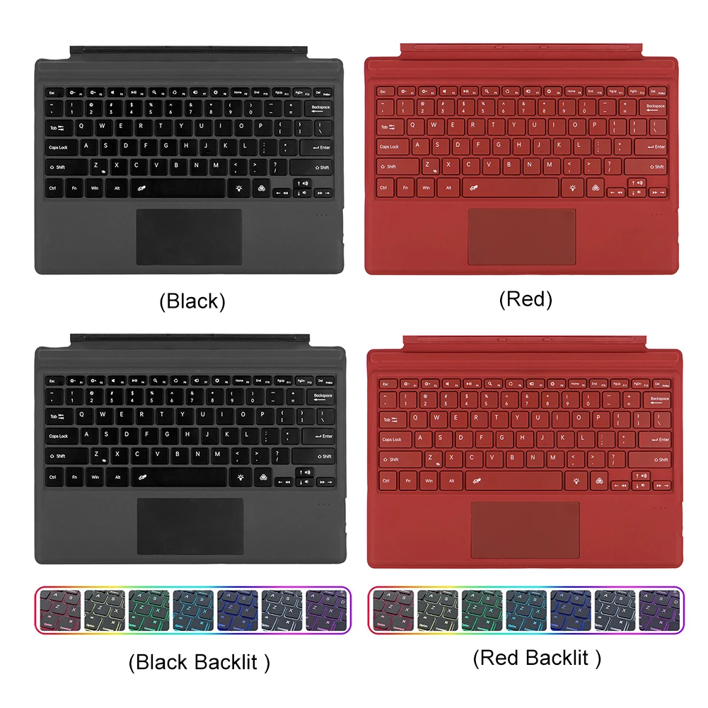 Wireless Keyboard Bluetooth-compatible 5.1 7 Colors LED Backlit Wireless Keypad Rechargeable for Microsoft Surface Pro 3/4/5/6/7