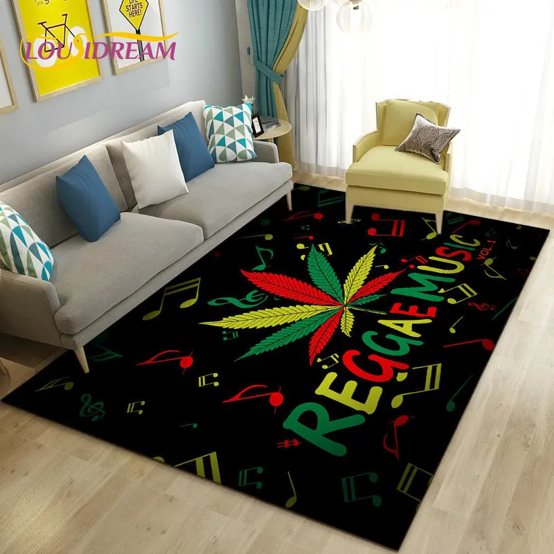 Nhạc Reggae Người Jamaica Lá Phong Khăn Trải, Thảm Thảm Cho Phòng Ngủ Phòng Khách Sofa ADSC0012 Trang Trí, bé Chơi Chống Trơn Trượt Sàn