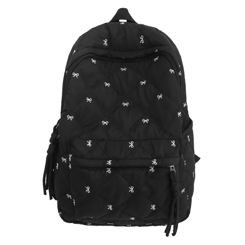 

Рюкзак в стиле преппи с вышитым бантом, нейлоновый рюкзак с вышивкой, легкий школьный рюкзак в корейском стиле для студентов, для путешествий