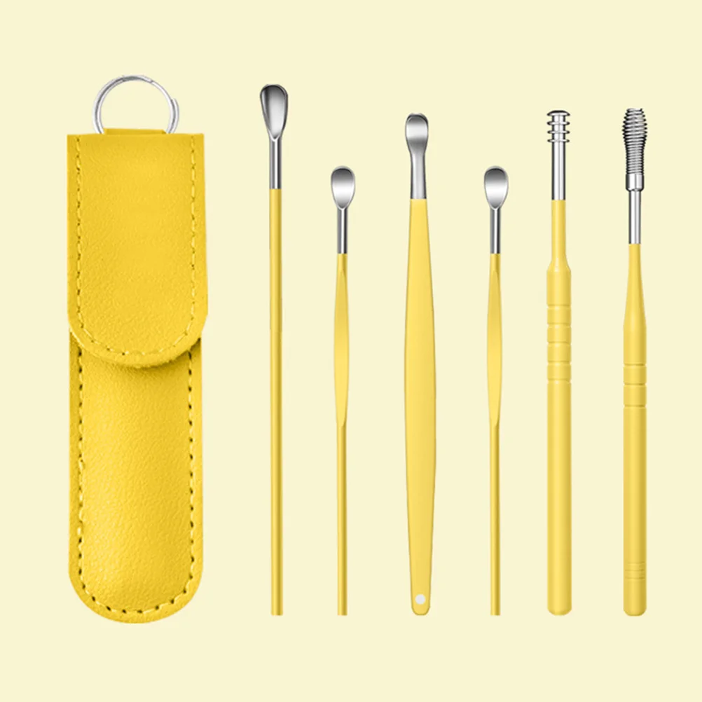 

6 Pieces Yellow Ear Cleaning Tools Small Size Safe Comfortable Practical Earwax Remover Kit Non Rust Anti Break Store