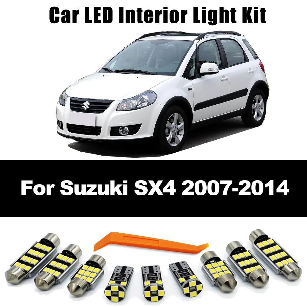 

9 шт. аксессуары, светодиодный внутренний купол для чтения багажника, комплект лампочек для Suzuki SX4 2007 2008 2009 2010 2011 2012 2013 2014