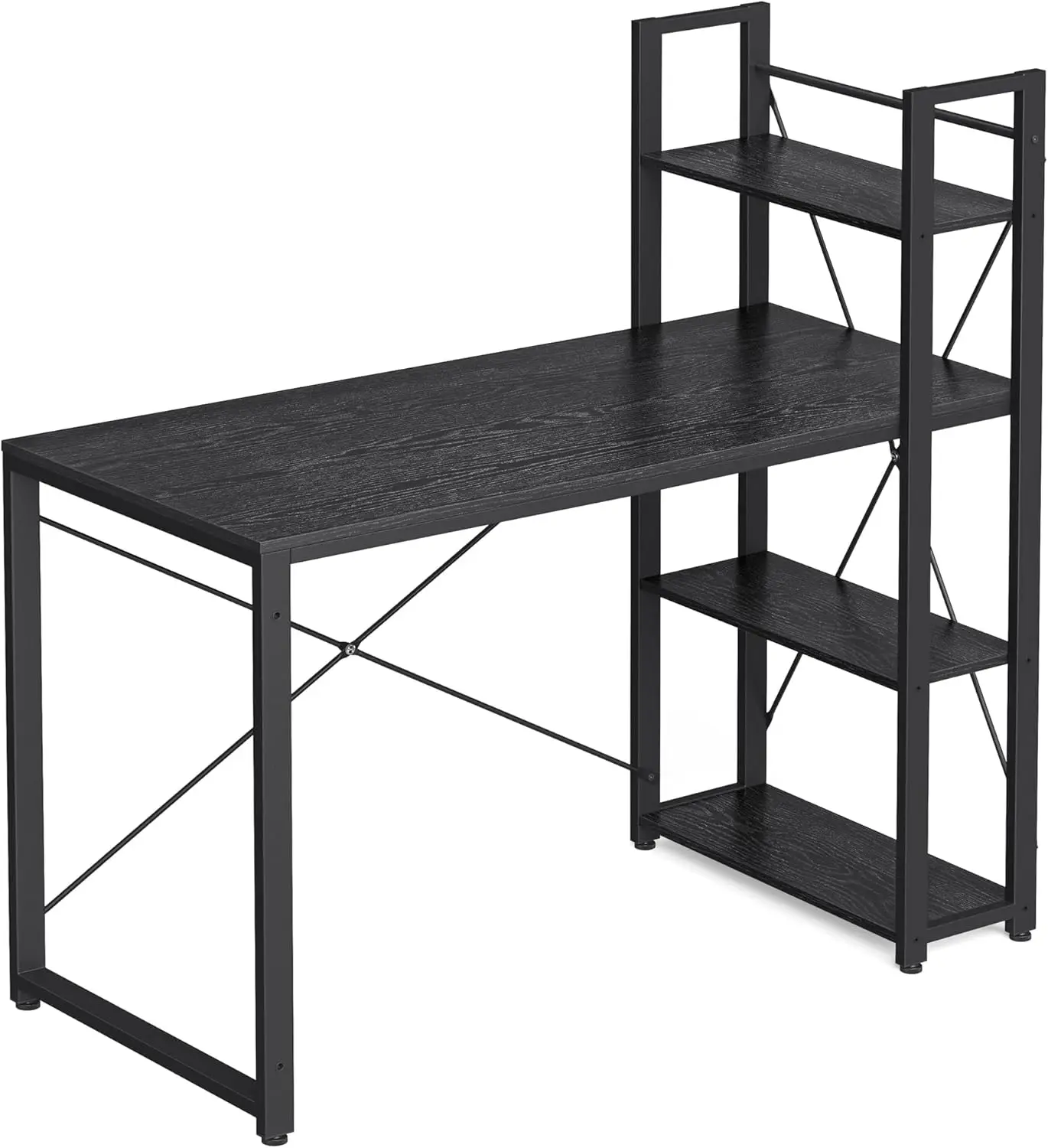 VASAGLE Schreibtisch Computertisch, 120 / 137,2 cm, mit Regalböden rechts oder links