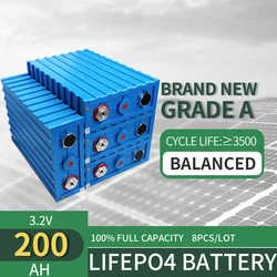 3.2V 200AH Rechargeable Lithium Iron Phosphate Battery Cell LiFePO4 Deep Cycle Home Energy Stroage Power Bank for RV