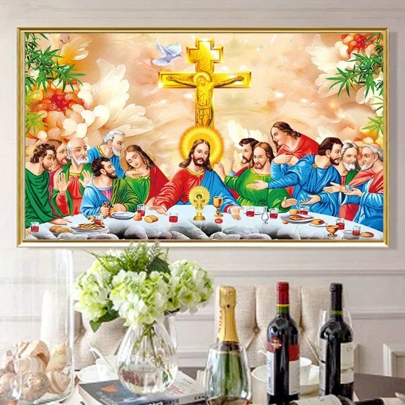 DIY full Diamond Embroidery,Round Diamond The Last Supper, Jesus Living room decoration rhinestone beads Diamond painting