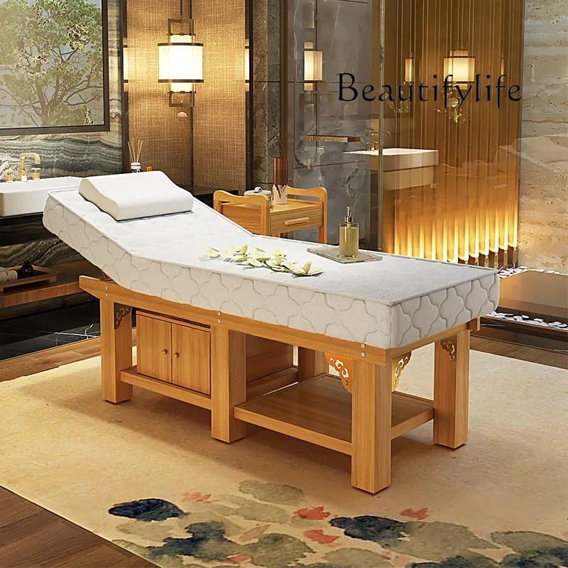 Special solid wood massage bed for beauty salon with chest hole folding massage bed