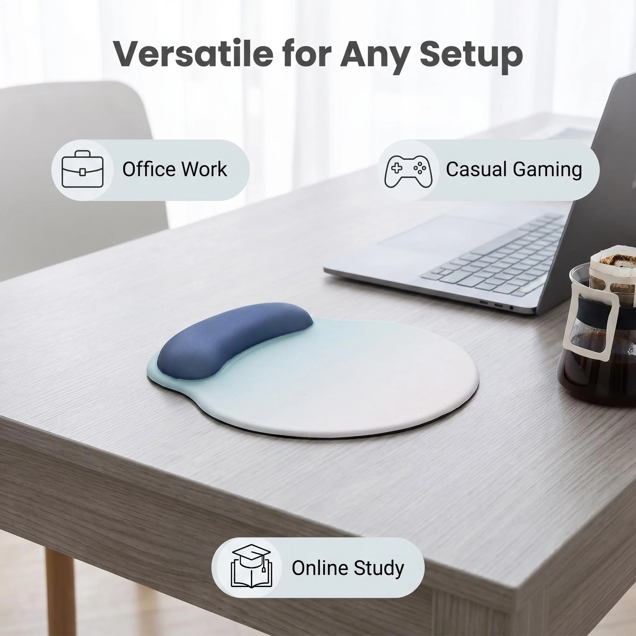Gradient Ergonomic Wrist Rest Mouse Pad, Smooth Non-Slip Mouse Mat for Office Work, Gaming, Student Study