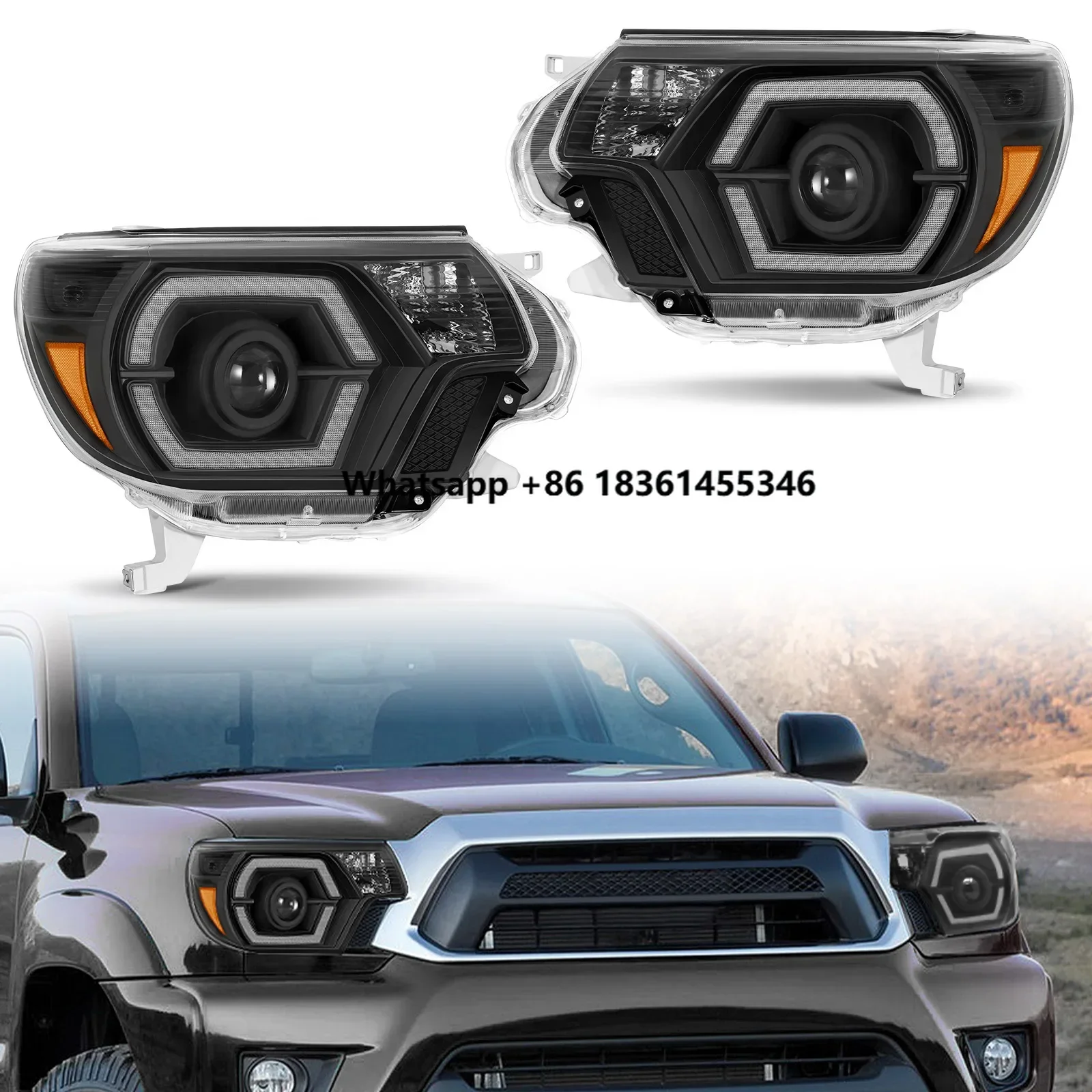 

for Tacoma 12-15 Condition New Model New 12V LED Light Bar Projector Headlights Assembly Lens Black Car Accessories