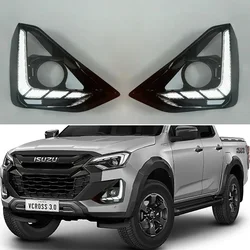 For Isuzu D-max 2023 2024 Dynamic Turn Signal Waterproof ABS Car DRL 12V LED Daytime Running Light LED Fog Lamp Decoration