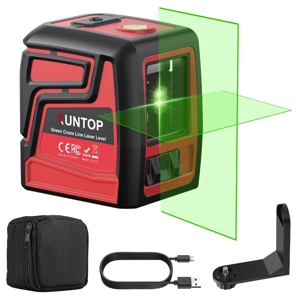 

100ft Green Cross Line Laser Level Self-Leveling Charging w/Magnetic Base IP54