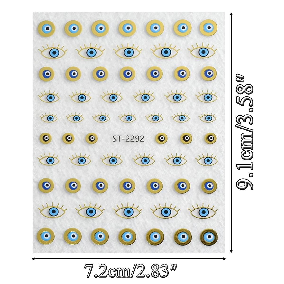 3/6/12 feuilles d'autocollants pour nail art mauvais œil or argent – autocollants auto-adhésifs métalliques mystique lune étoile serpent pour manucure à faire soi-même