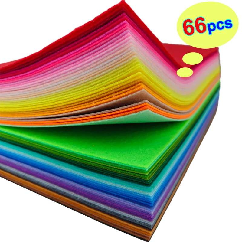 66 folhas de feltro brilhante, 20*30CM, perfeitas para trabalhos manuais, costura e patchwork, além de projetos de arte.