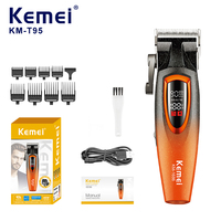 Kemei New Orange Professional Hair Trimmer Electric Hair Cutting Machine with LED Display Screen Men's Hair Clipper KM-1686