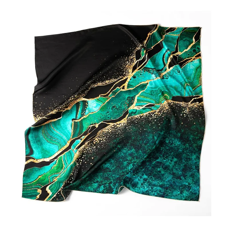 Birdtree 100%Mulberry Silk Art Print Satin Scarf Spring Autumn Office Lady Shawl Designed Elegant Wrap Kerchief New A30618QM