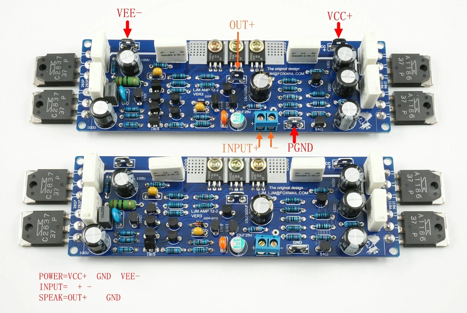 

2 PCS LJM L12-2 Power Amplifier Kit Dual Channel Ultra-low Distortion Amplifier Classic AMP DIY Kit/Finished With radiator