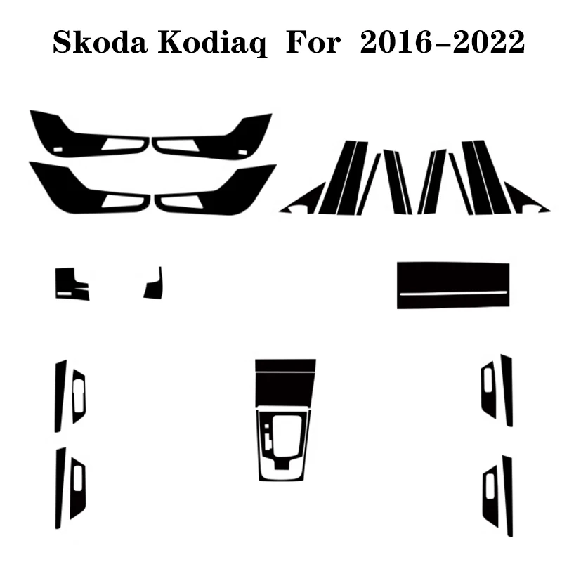 Nadaje się do naklejki do wnętrza Kodiaq, folia modyfikowana z włókna węglowego do kontrola centralna zmiany biegów dla Skoda Kodiaq 2016-2022 — zdjęcie 3