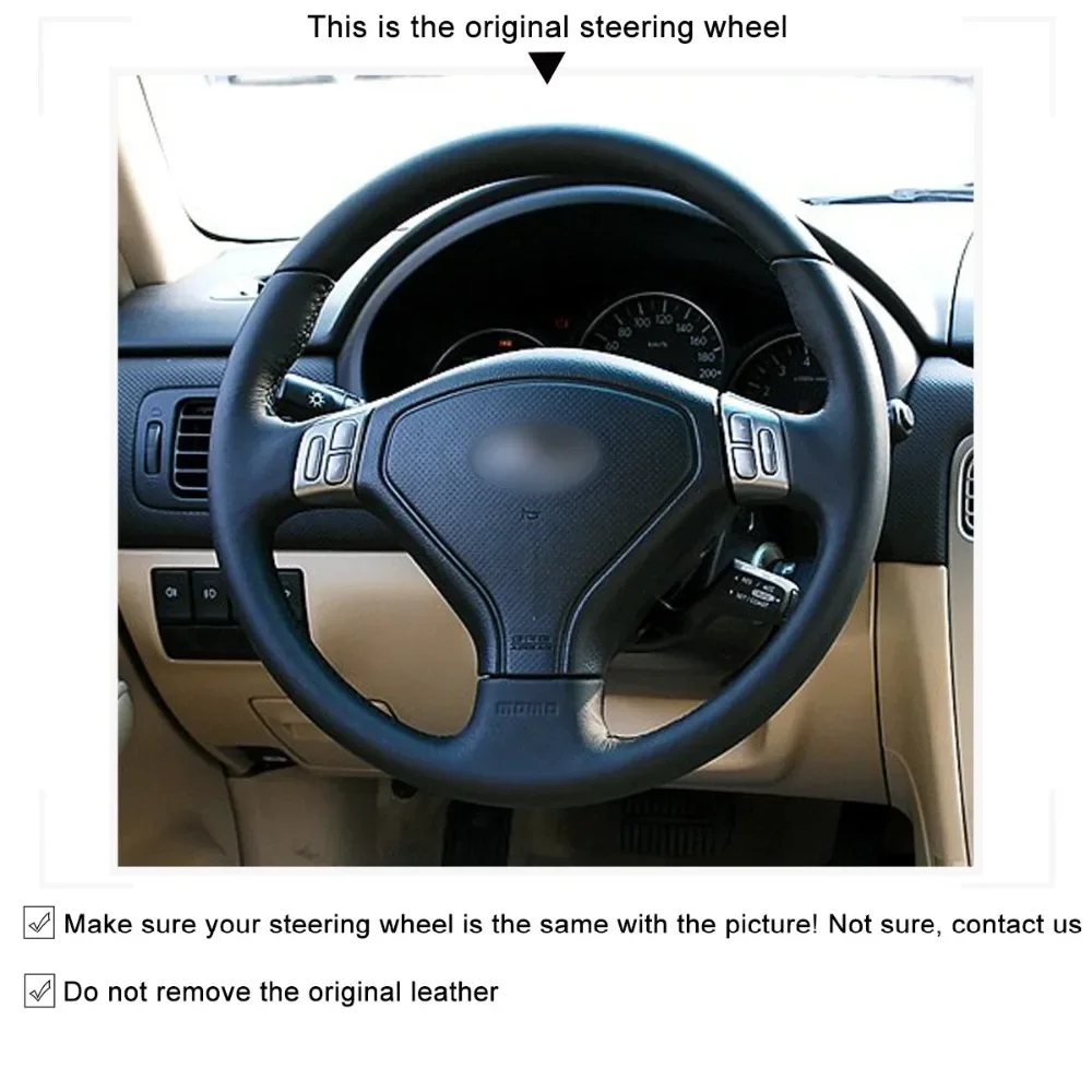 DIY Hand-Stitched Non-slip Leather Steering Wheel Cover for Subaru Forester 2004-2006 Outback 2005 Legacy Interior Accessories