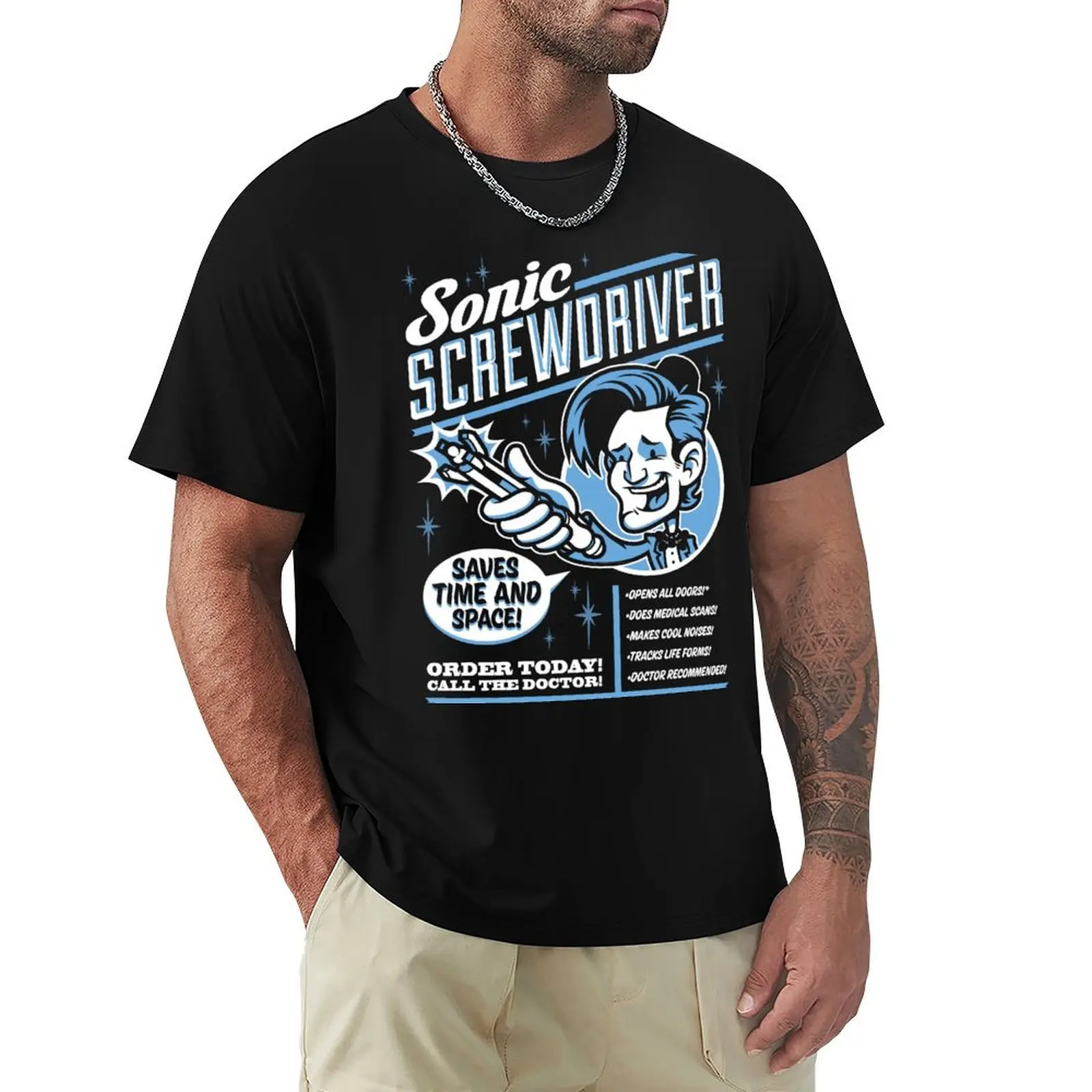 

Sonic Screwdriver Ad T-Shirt rapper graphic tees Louboutins funny shirt cotton anime clothes mens workout shirts