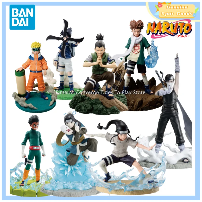 Genuine Bandai NARUTO Memorable Saga Sasuke Rock Lee Hyūga Neji Akimichi Chōji Anime Action Figures Model Toys Gift for Kids