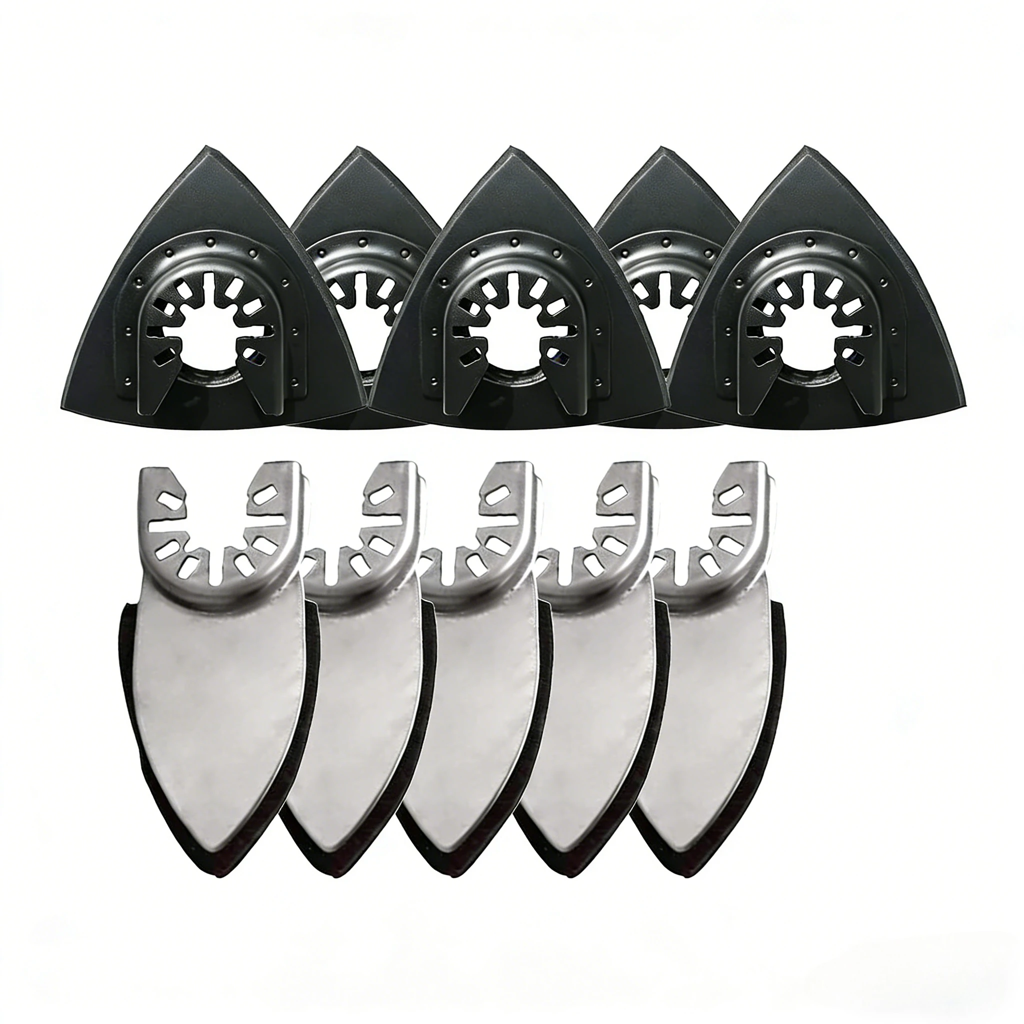5Pcs Triangular Sanding Pads + 5Pcs Finger Sanding Pads Oscillating Tool Suitable for Bosch, Dewalt, Makita & Most Multi-Tools
