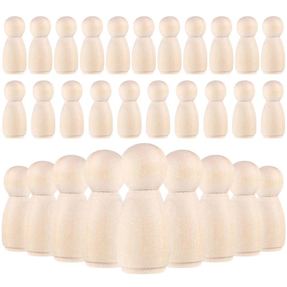 

30 Pcs DIY Wooden Peg Unfinished Blank Kids Crafts Supplies Smooth Surface Graffiti Toys Sewing Accessories