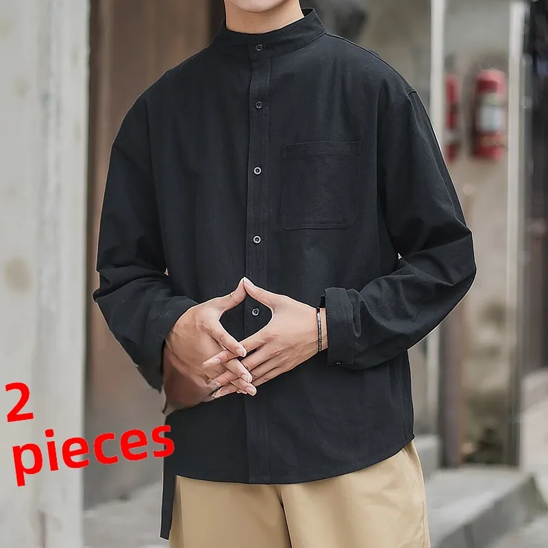 

Spring Autumn Men's Cotton Linen Loose Long Sleeve Shirt Traditional Chinese Style Summer Thin Cotton Linen Casual Shirt