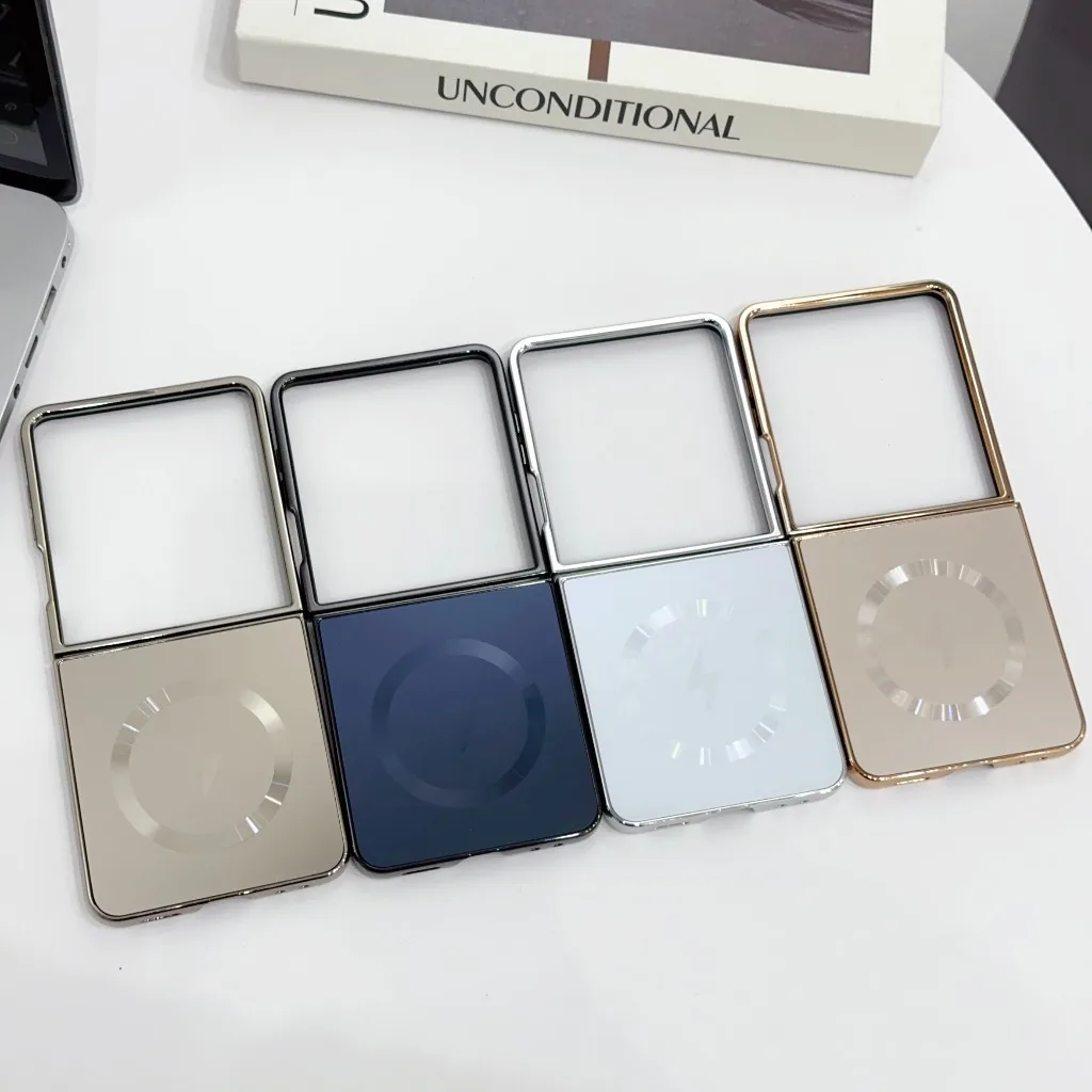 Luxury Electroplated Magnetic For Magsafe Phone Case For Samsuang Galaxy Z Flip 8 7 FE 6 5 4 3 Hard PC Shockproof Shell Cover