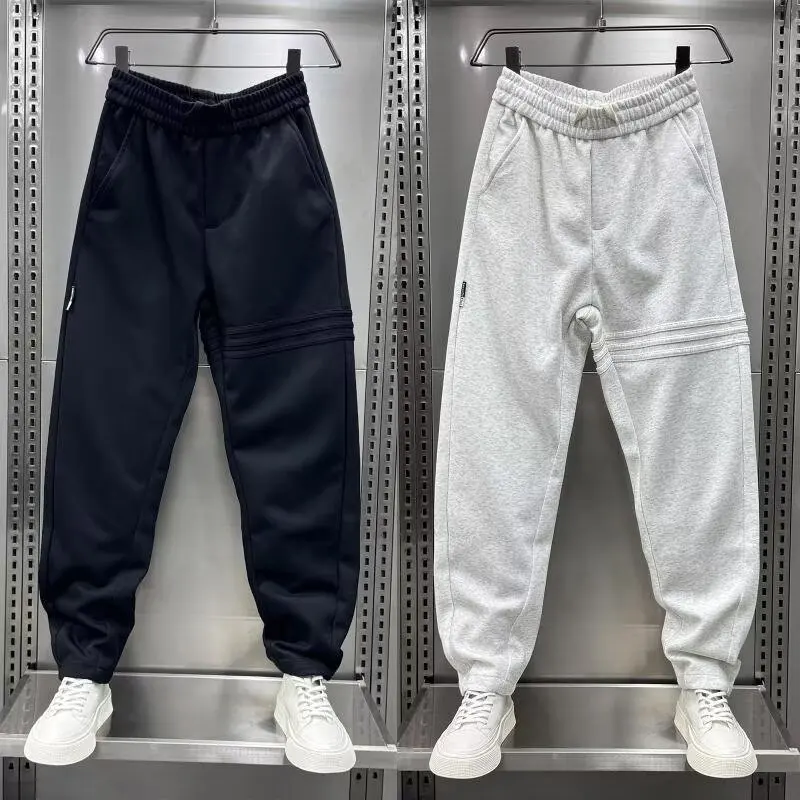 

American casual striped three-dimensional pants for men loose drawstring and ankle binding, men's sports pants retro style