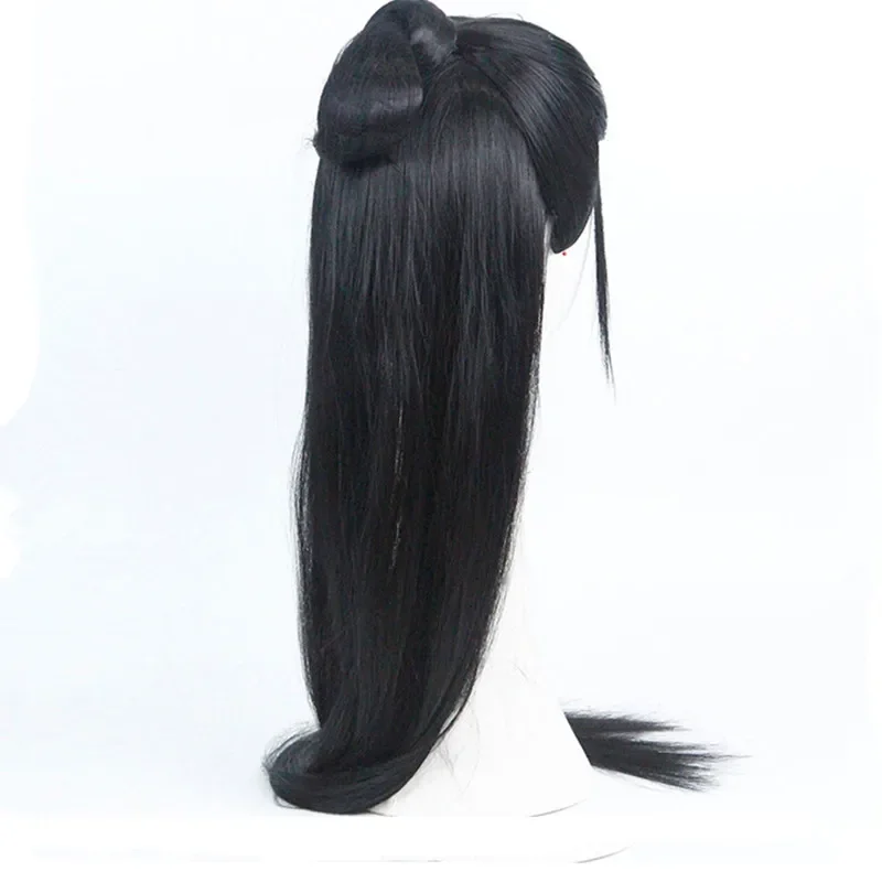 Shan Heling Warrior Hair Cosplay Nakrycia głowy Długie proste czarne produkty do włosów Hanfu Akcesoria książąt Film Play