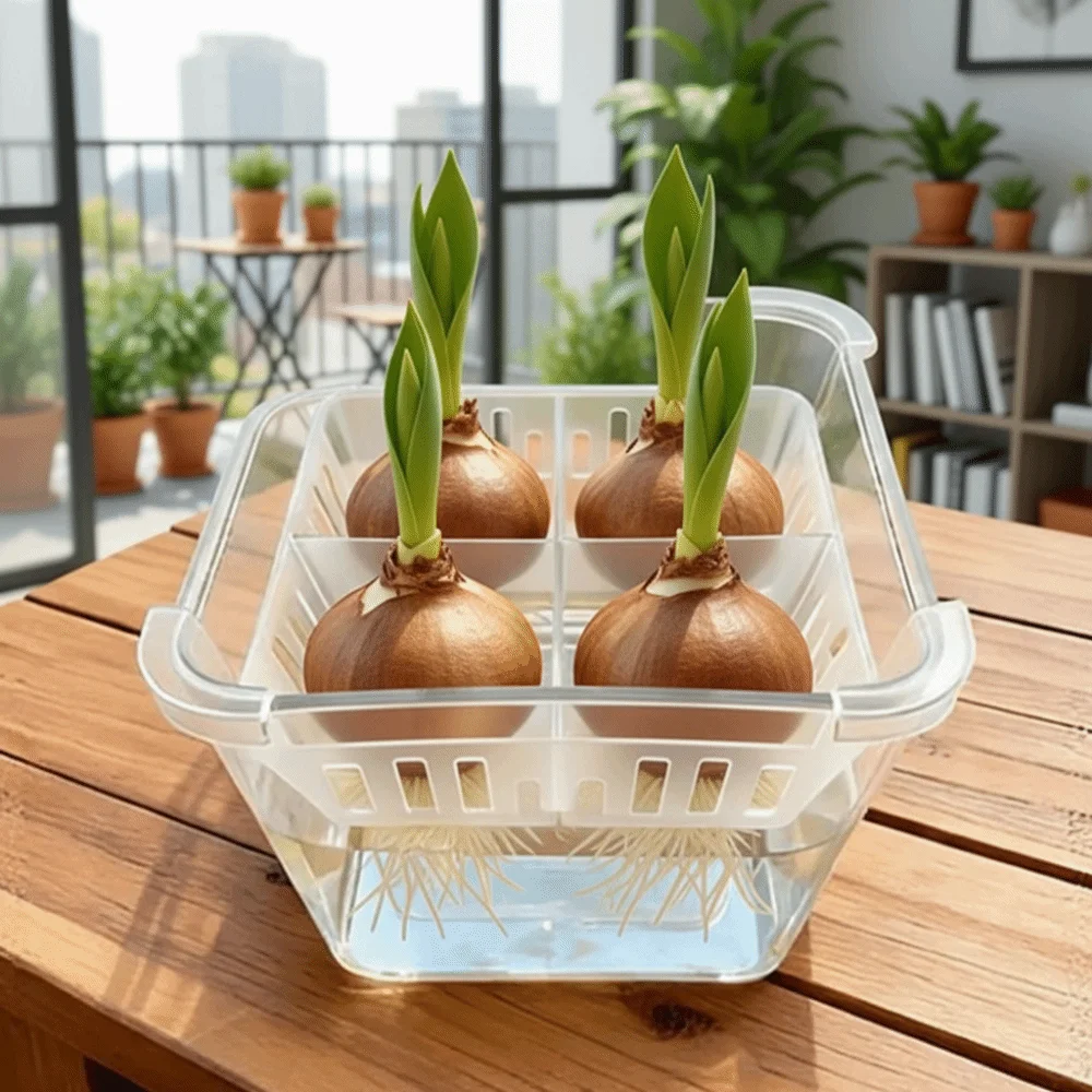 

Набор из 3 гидропонных цветочных горшков с 4 секциями и дренажными отверстиями, прозрачная пластиковая корзина для растений с функцией самополива