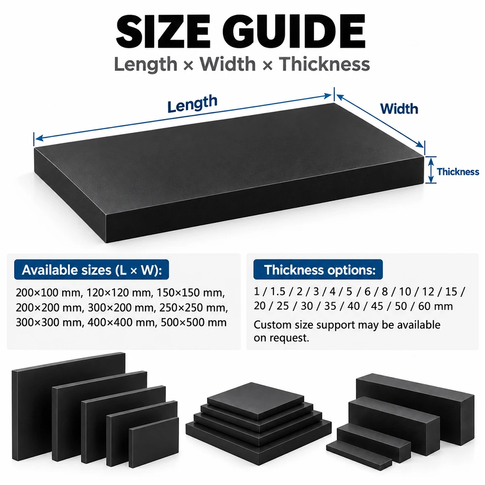 Black PP plastic plate model sheet DIY model material material parts thickness 1/2/3/4/5/6/8/10/12/15/20/25/30/35/40/45/50/60mm