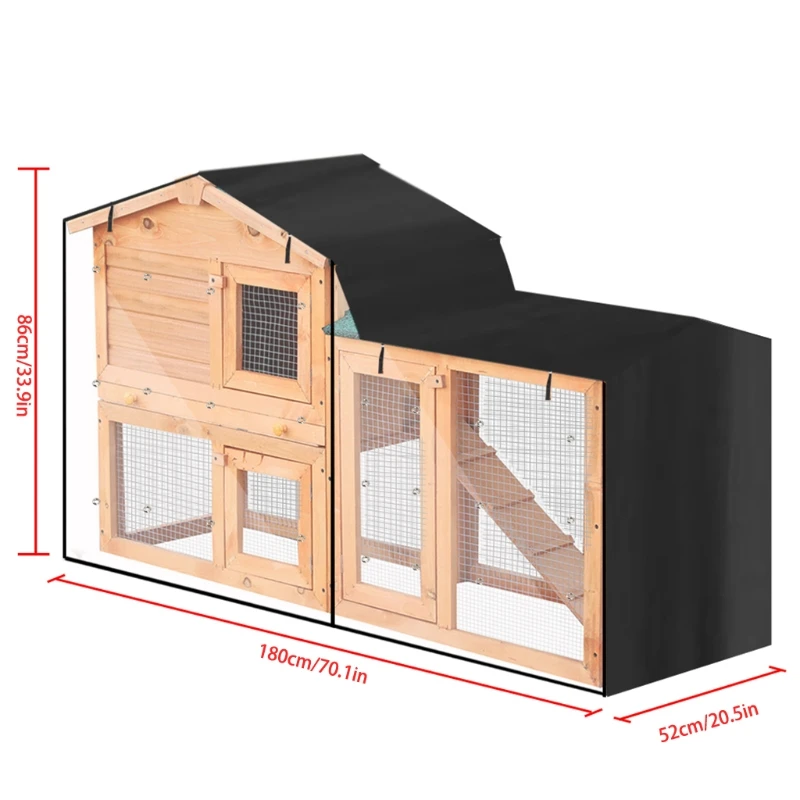 D0AD Rabbit Hutch Cover, Durable Cage Covering, Double Hutches with Pointed Window