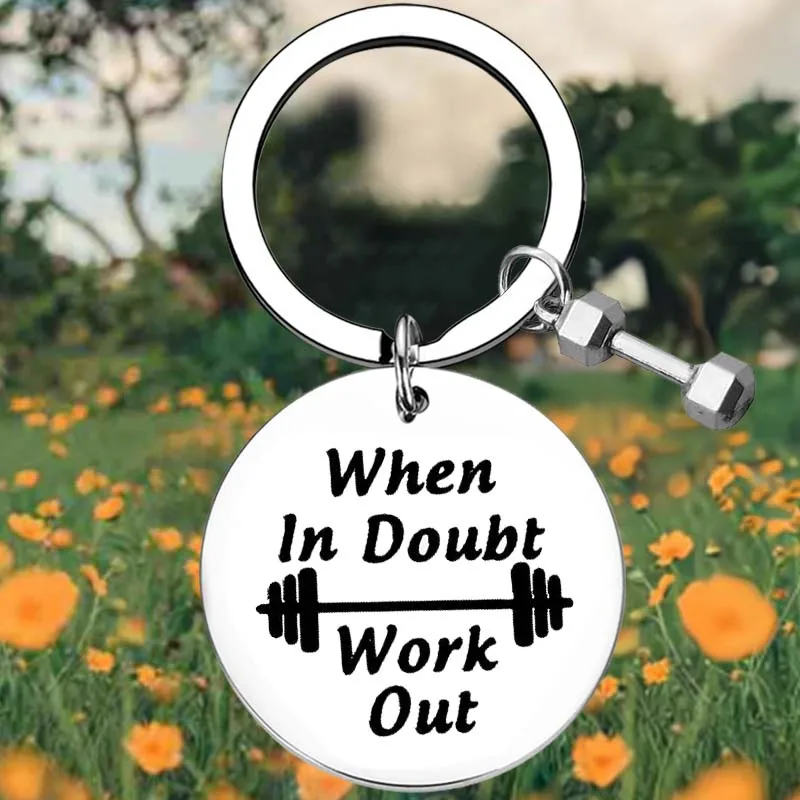 Workout Key Chain Ring Fitness Gift keychains pendant When in Doubt Work Out Fitness Gift