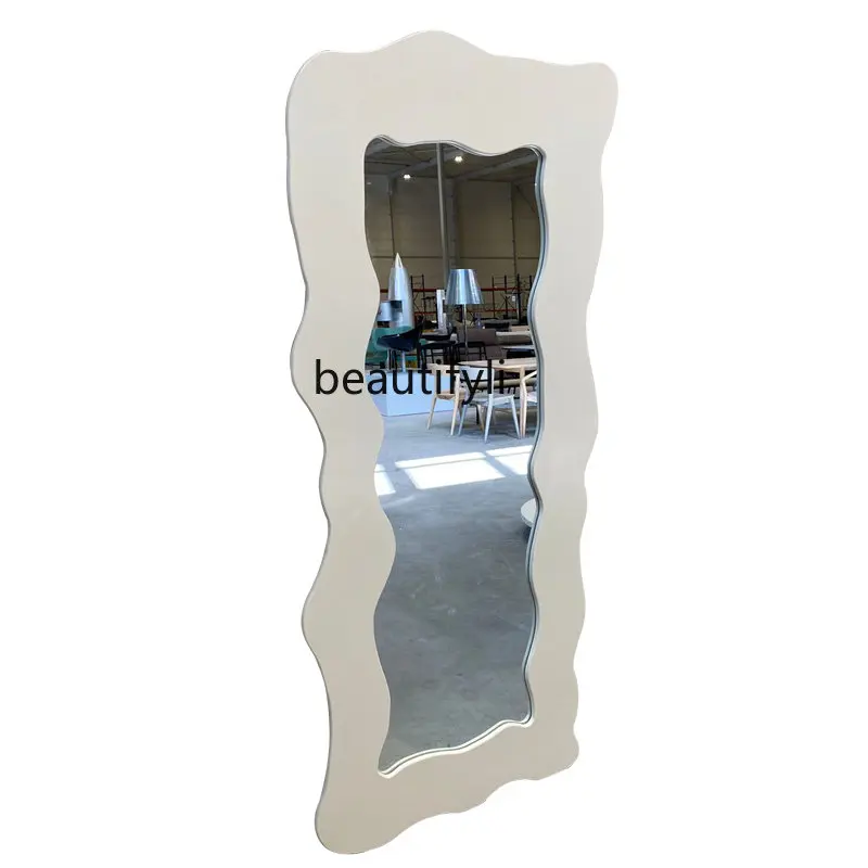 zq Nordic Wave Full-Length Mirror Art Floor Mirror Girls' Home Bedroom Clothing Store Dressing Mirror