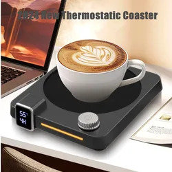 2025 New Thermostatic Cup Mat Coffee Heating Cup Mat Speed Heating Timer 9-speed Knob Control Dormitory Home Gift Cup Mat