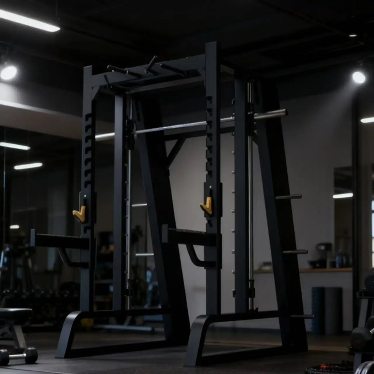 Commercial Gym Smith Machine 2-in-1 Super Squat Power Rack Steel Construction Safety Features Leg Arm Training OEM Customization