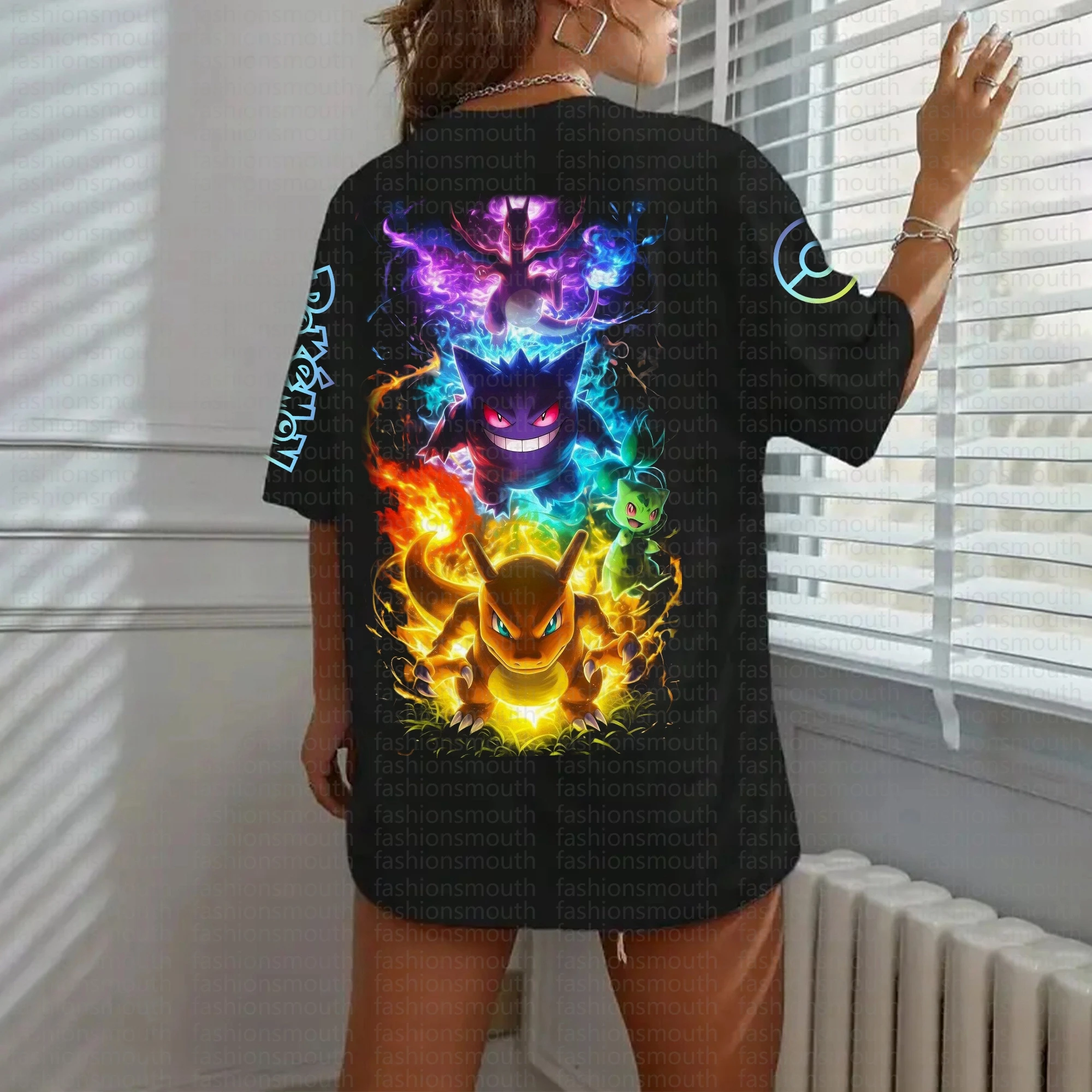 camiseta-de-algodao-anime-pokemon-verao-2026-gengar-charizard-pikachu-mew-estampa-de-multiplos-personagens-ajuste-solto-moda-casual-feminina