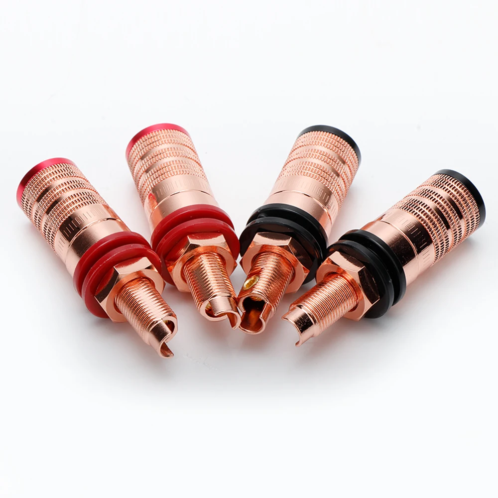 Electroplating red copper Speaker AMP Short Binding Post HiFi Banana Jack Socket Panel Chassis Mount