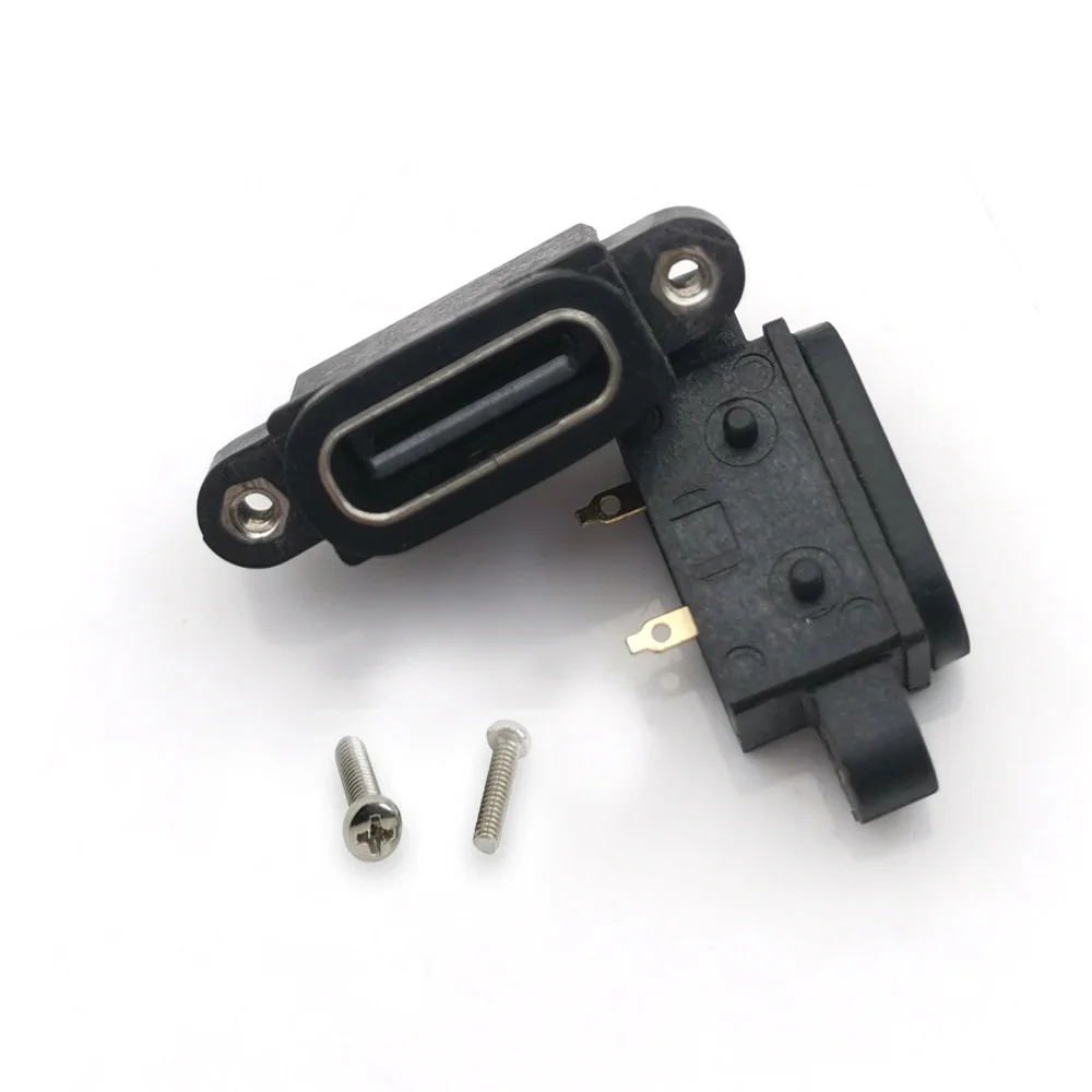 Conector de carga USB tipo C de 2 pines, conector hembra de carga rápida, impermeable, vertical, con orificio de tornillo, 1 piezas