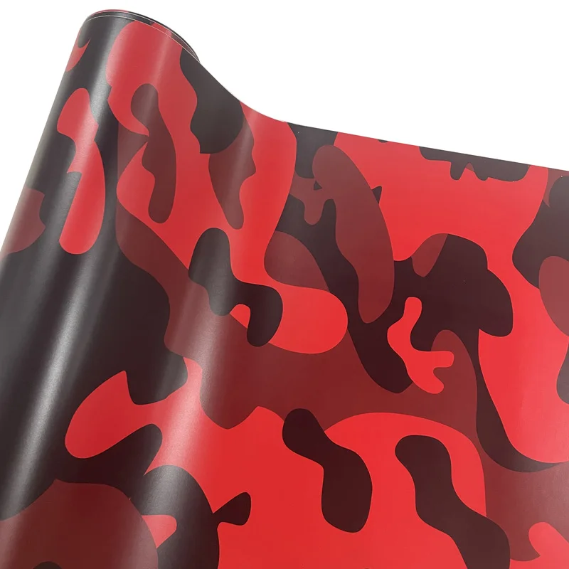 

Premium Camouflage Black Red Vinyl Wrap Film Self Adhesive Car Decal Sticker Wrapping with Air Release Bubble Free