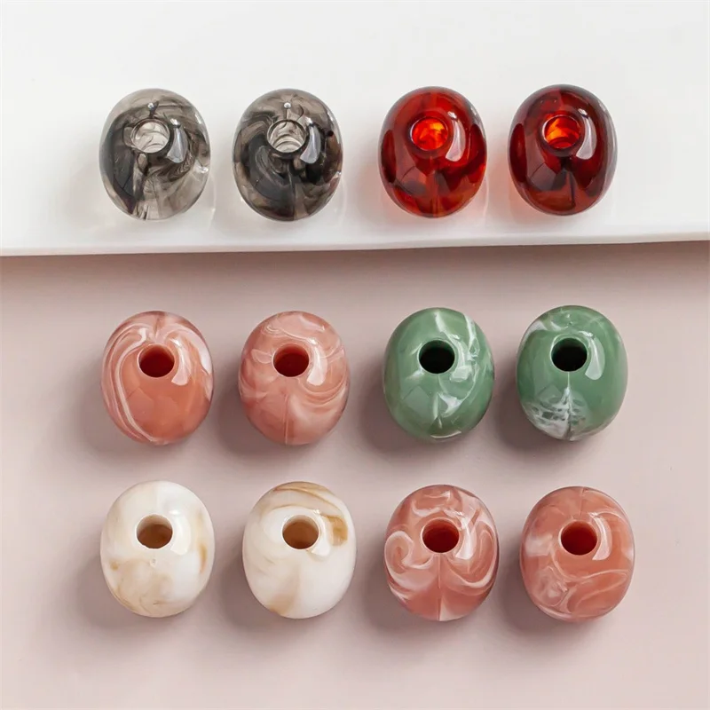 Neue stil kleine größe 50 teile/los farbe drucken geometrie oval form harz perlen mit löcher diy schmuck kleidungsstück anhänger zubehör